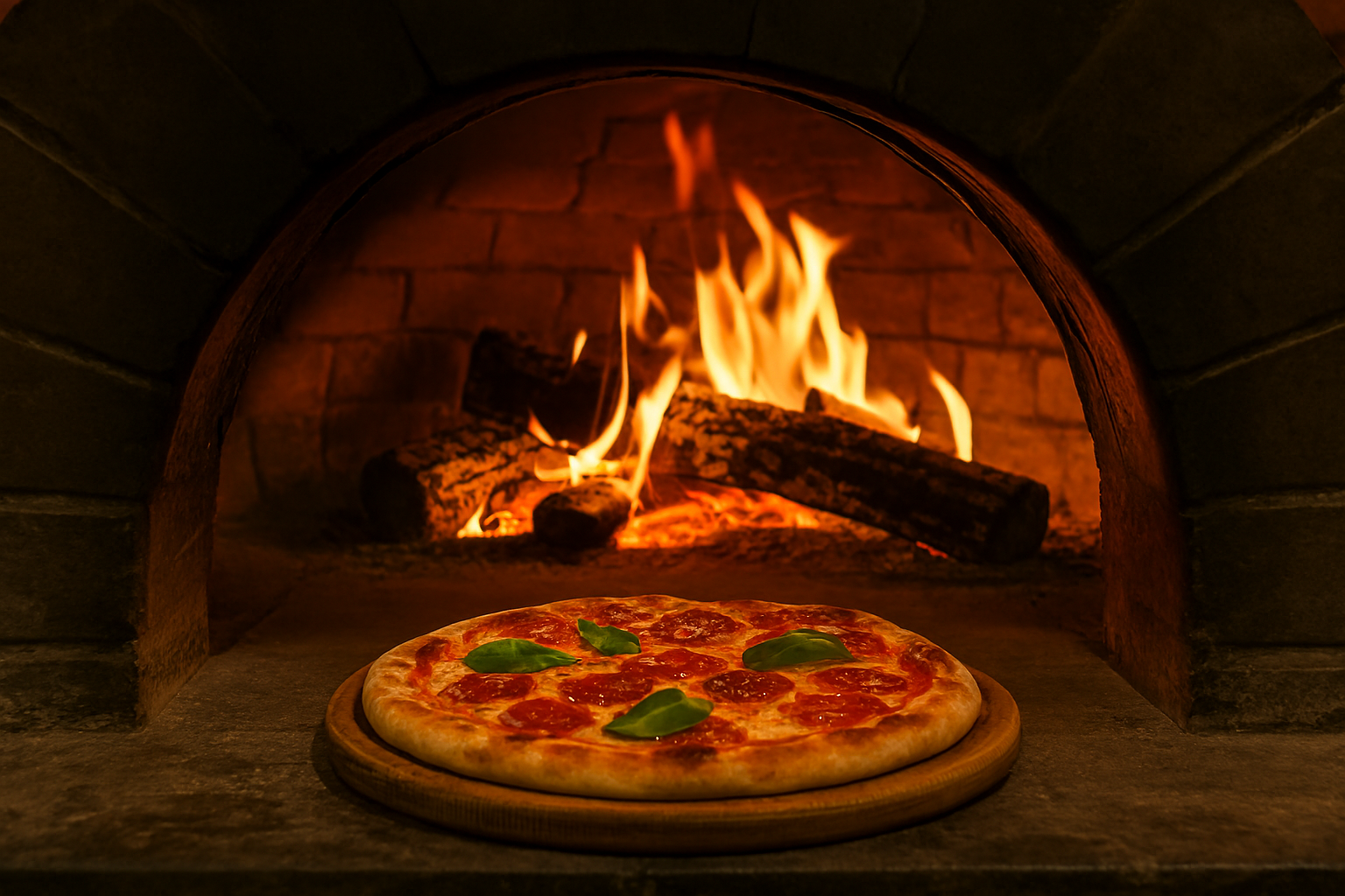 Forno à lenha em ação