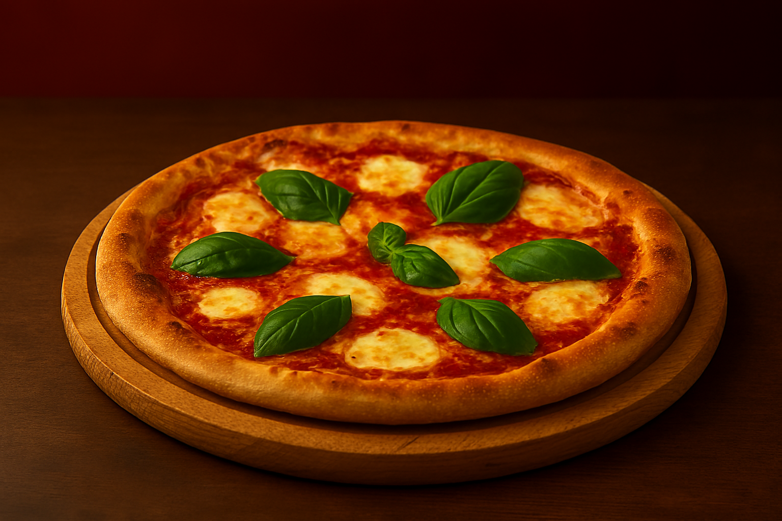 Pizza Marguerita com manjericão fresco